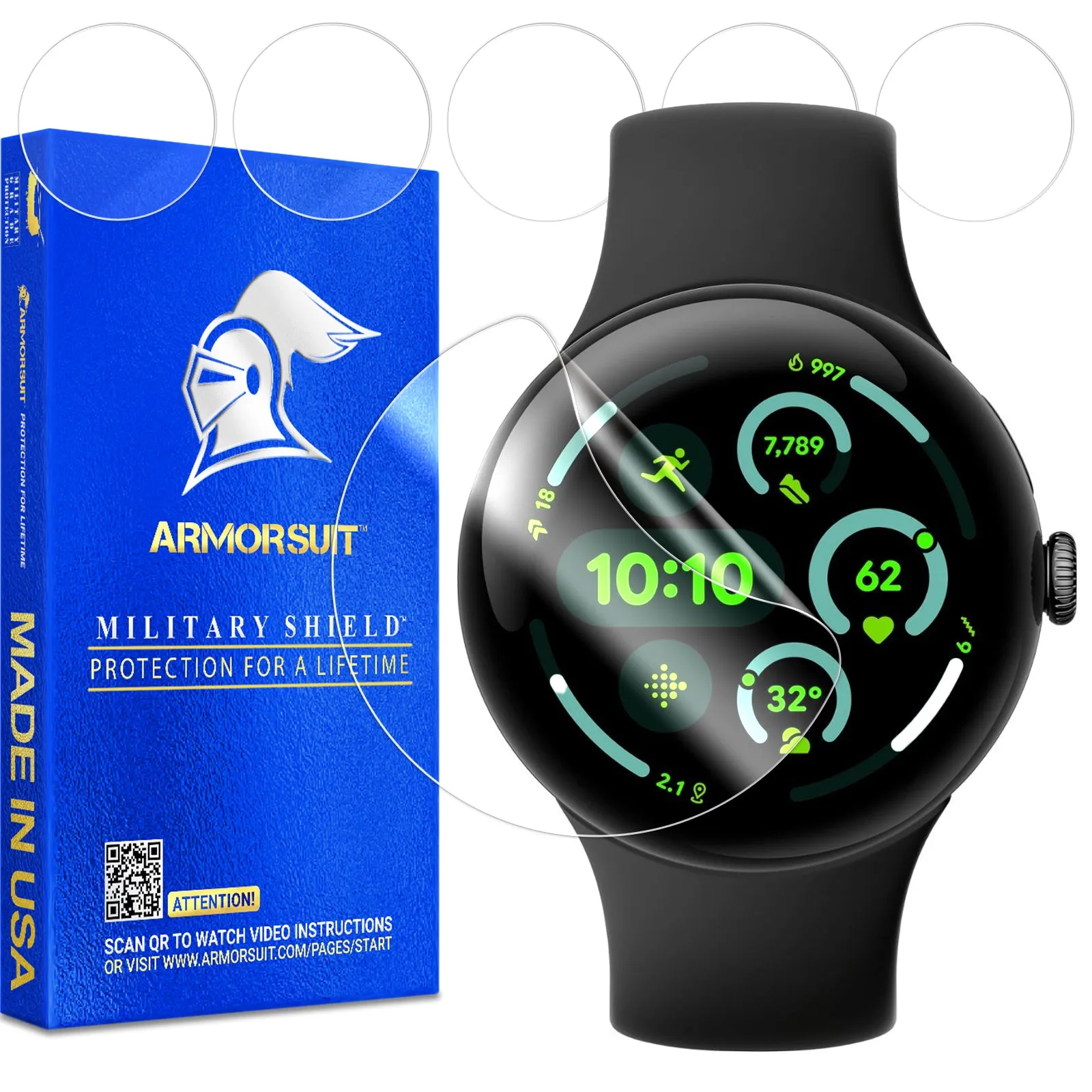 [6 Pack] ArmorSuit MilitaryShield Screen Protector Film For Google Pixel Watch 3 (2024)