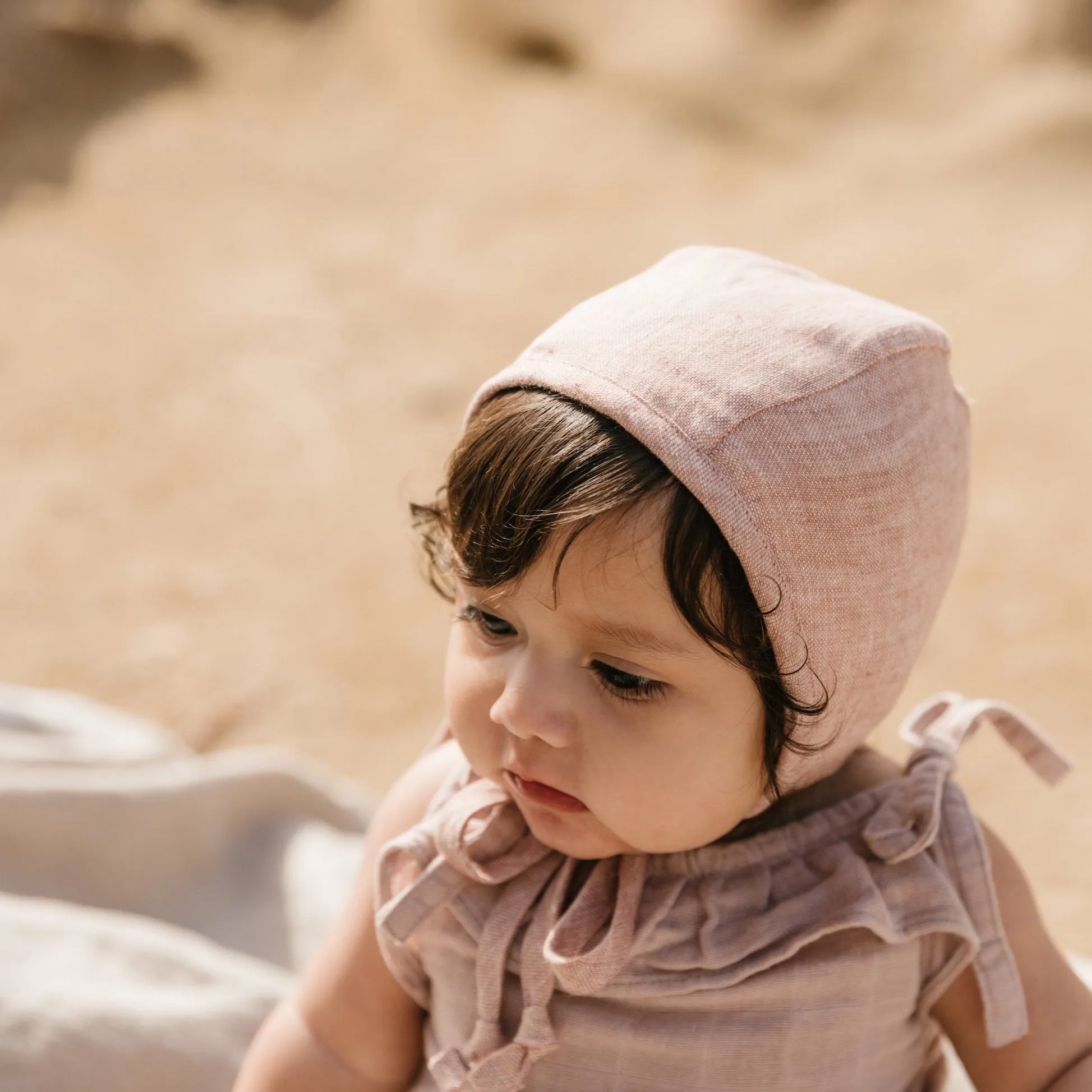 Blush Linen Bonnet Cotton-Lined