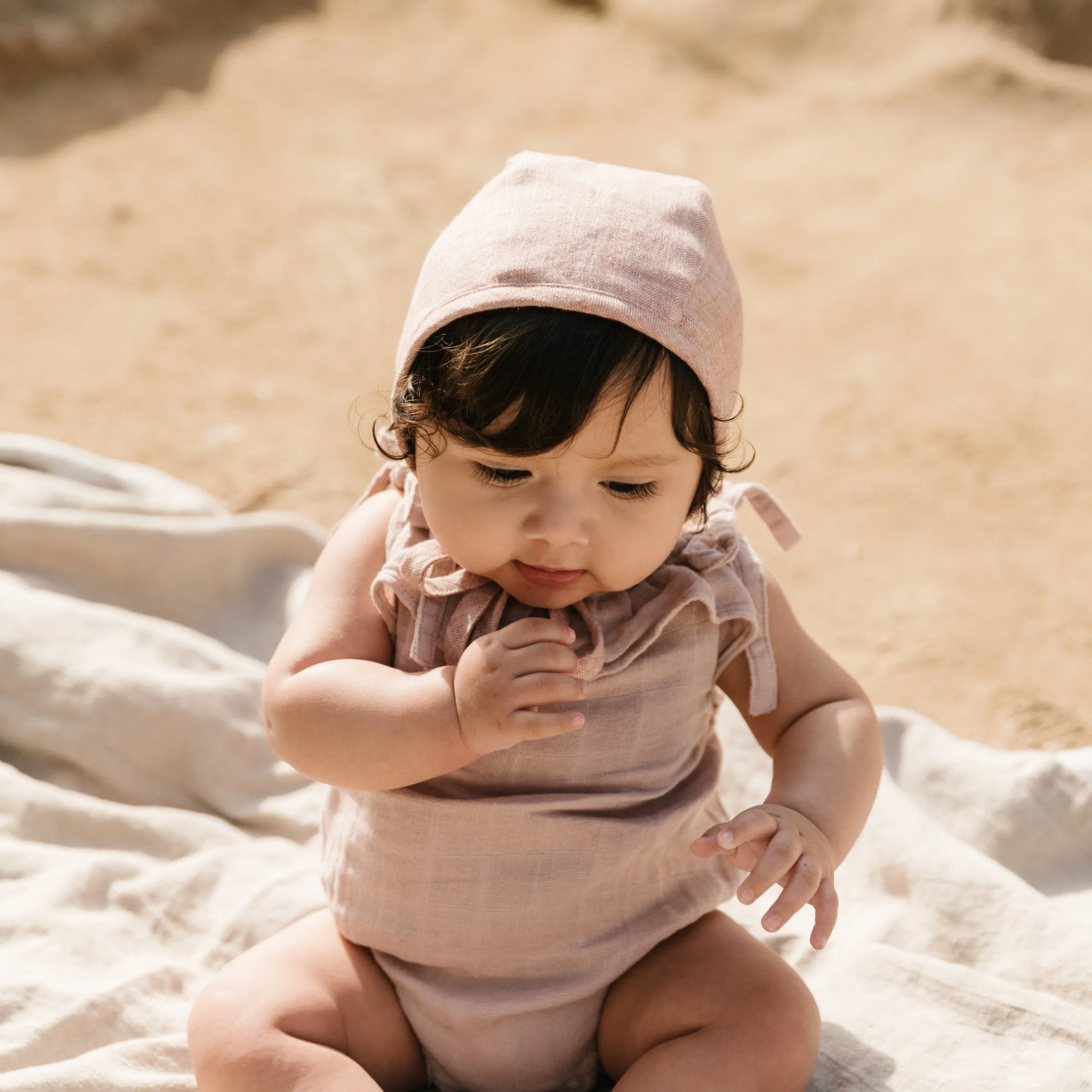 Blush Linen Bonnet Cotton-Lined