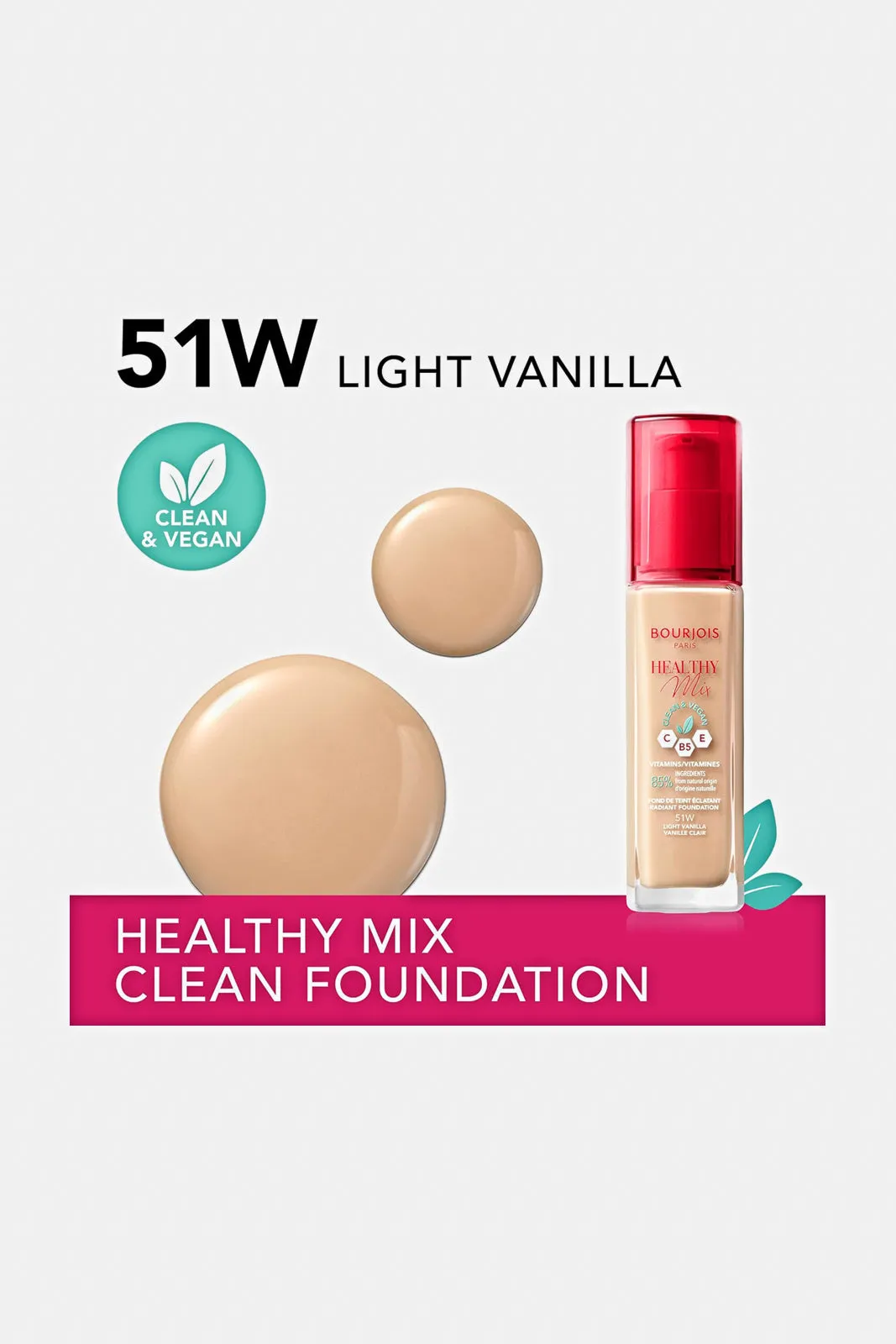 Bourjois Healthy Mix Clean Foundation 51 - Light Vanilla