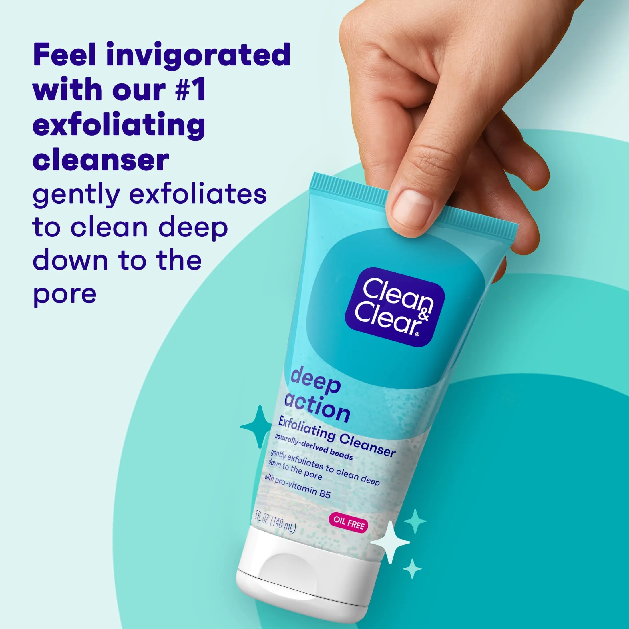 CLEAN & CLEAR deep action exfoliating cleanser naturally derived beads غسول البشرة المقشر من كلين اند كلير