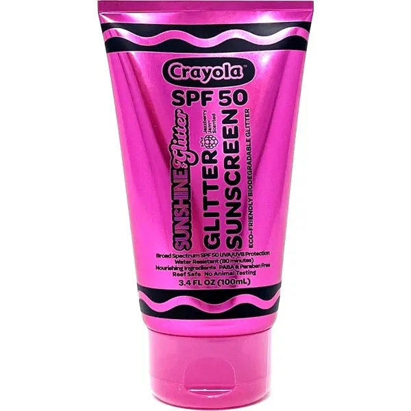 Crayola Glitter Sunscreen and Pink Sunglasses Travel Bag Set - Jazzberry Jam (3-Piece Set) TSA Approved,  For All Ages