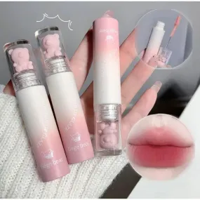 FLYTONN-2024 New Bear Velvet Waterpoor Lipstick Cute Lip Glaze Girl Chestnut Pink Lip Mud Korean Makeup Girl Lip Gloss Makeup Cosmetics