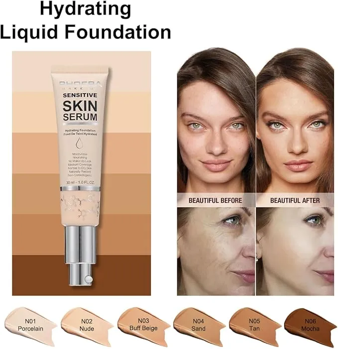 Foundation with Hyaluronic Acid & Niacinamide,12h Moisturising,Lightweight and Hydrating,Medium Coverage Foundation
