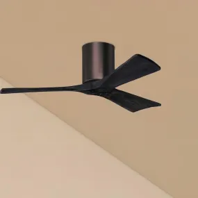 Irene 3-Blade 42 Inch Hugger Ceiling Fan with Remote, Brushed Bronze with Matte Black Blades