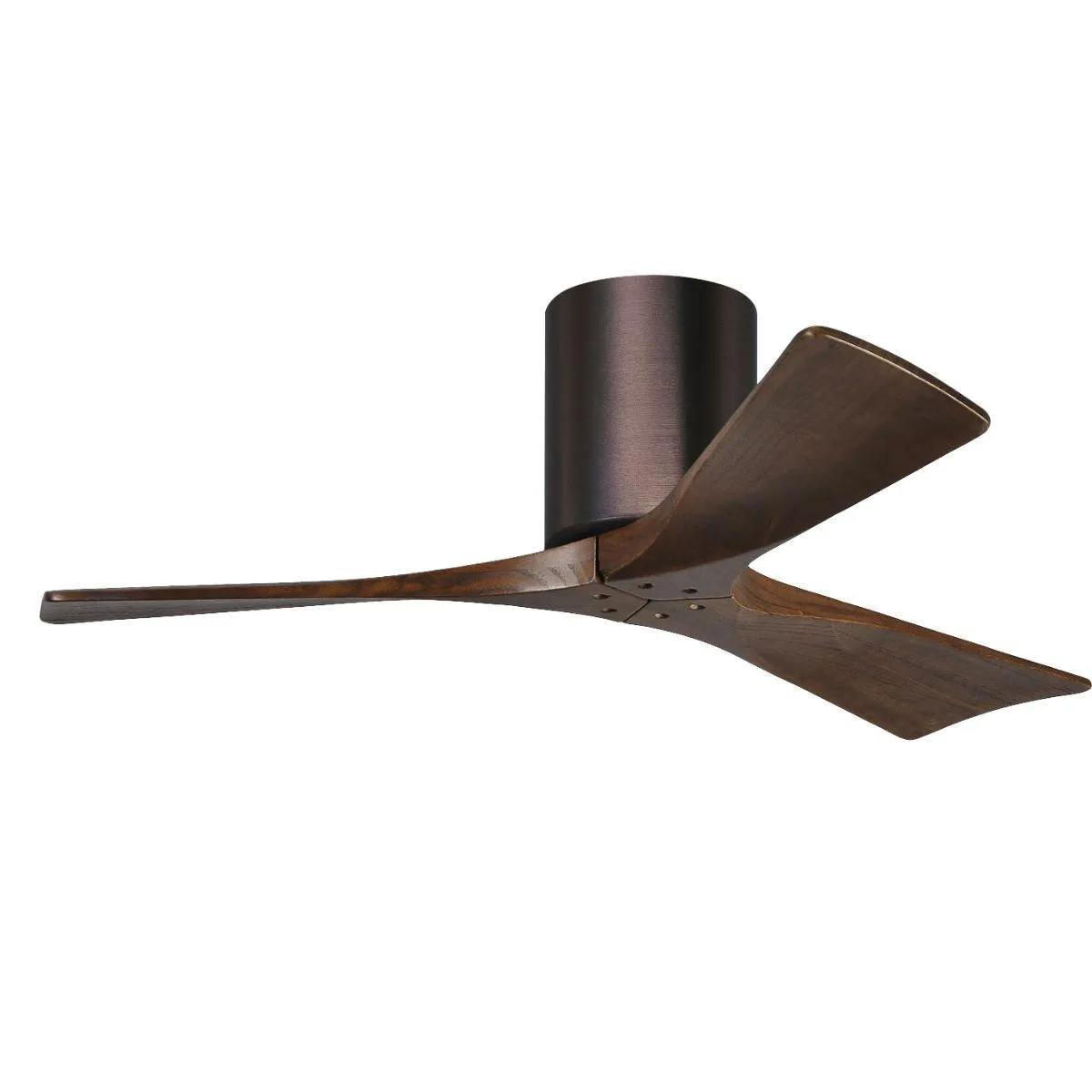 Irene 3-Blade 42 Inch Hugger Ceiling Fan with Remote, Brushed Bronze with Walnut Blades