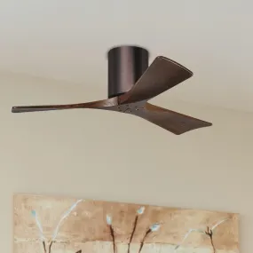 Irene 3-Blade 42 Inch Hugger Ceiling Fan with Remote, Brushed Bronze with Walnut Blades
