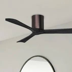 Irene 3-Blade 52 Inch Hugger Ceiling Fan with Remote, Brushed Bronze with Matte Black Blades
