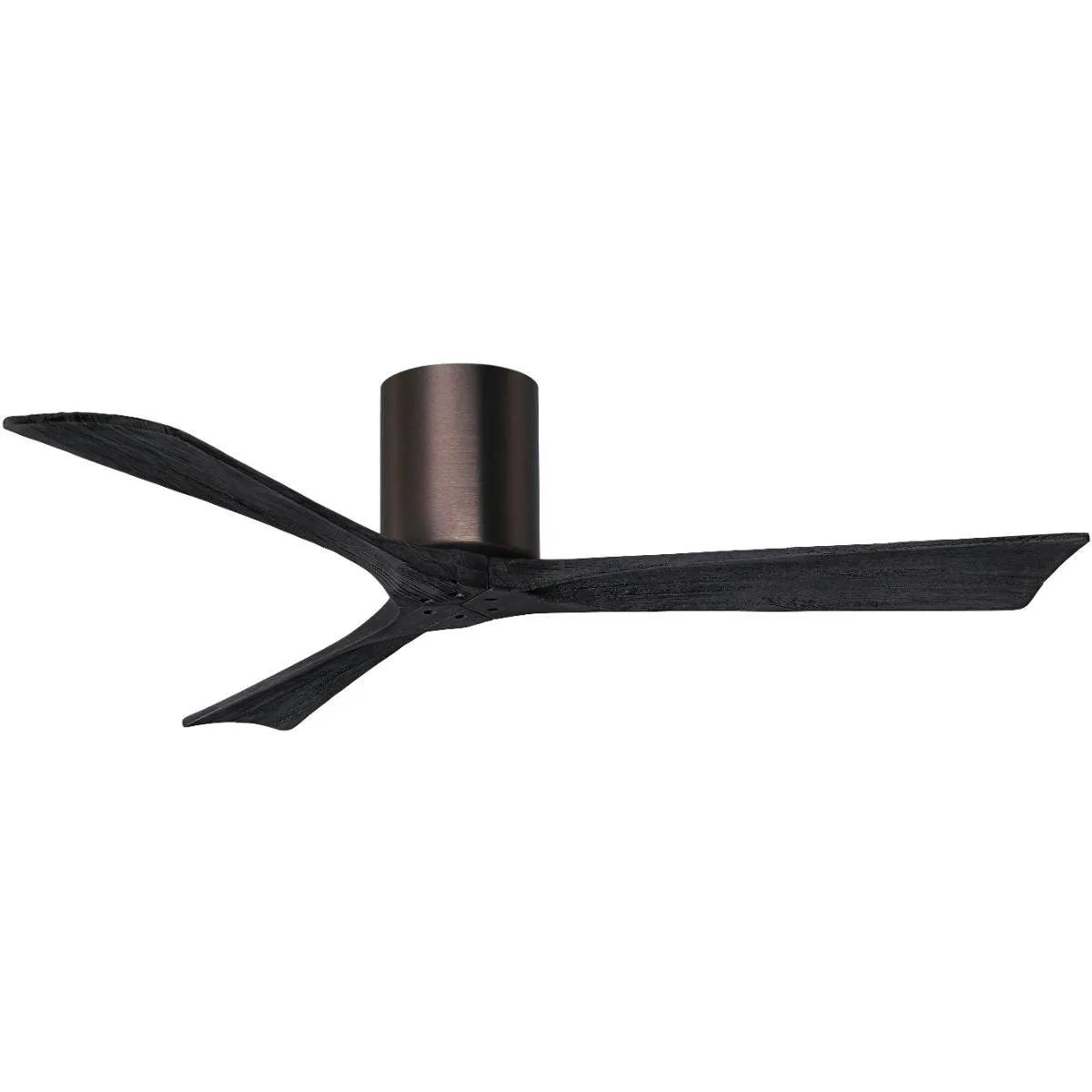 Irene 3-Blade 52 Inch Hugger Ceiling Fan with Remote, Brushed Bronze with Matte Black Blades