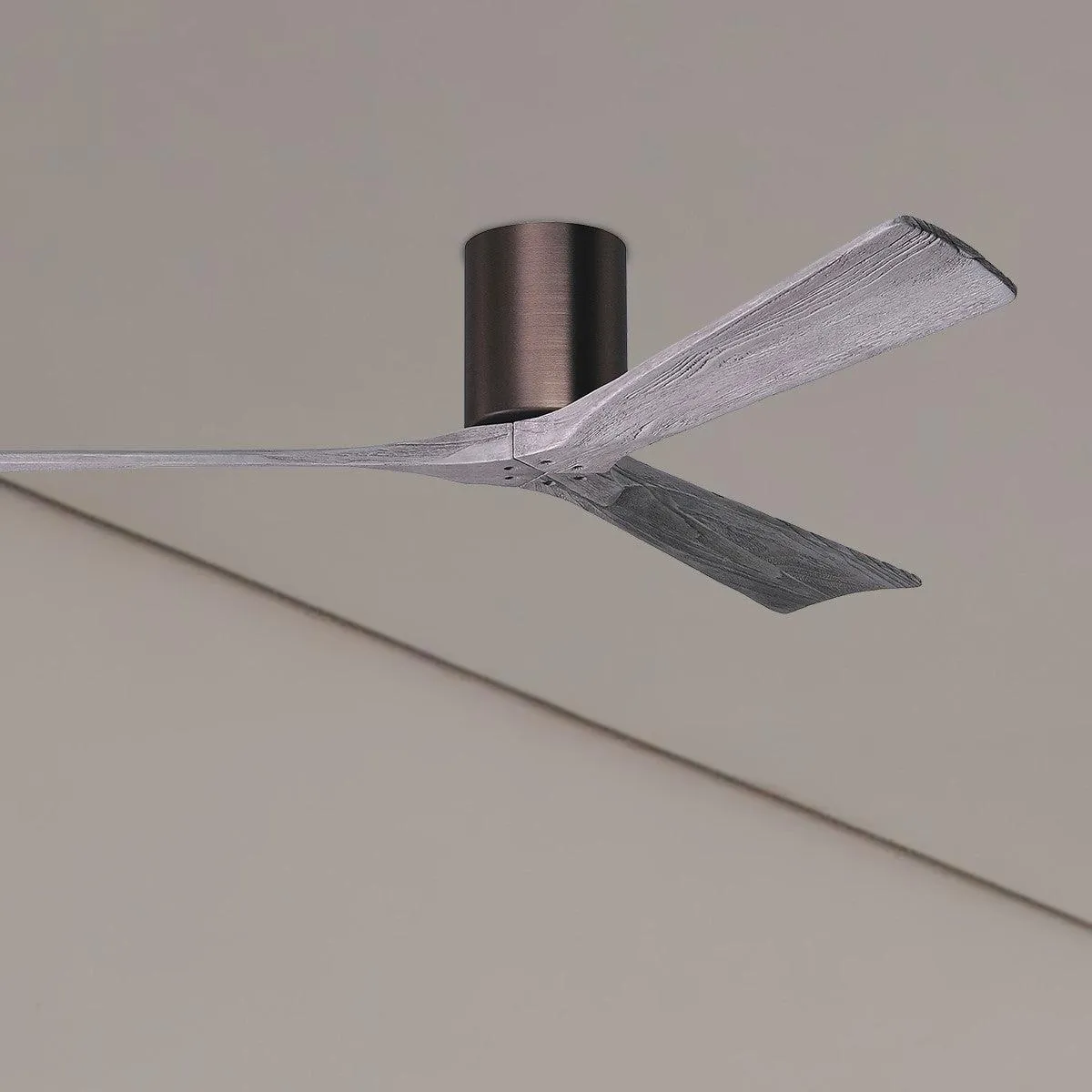 Irene 3-Blade 60 Inch Hugger Ceiling Fan with Remote, Brushed Bronze with Barnwood Blades
