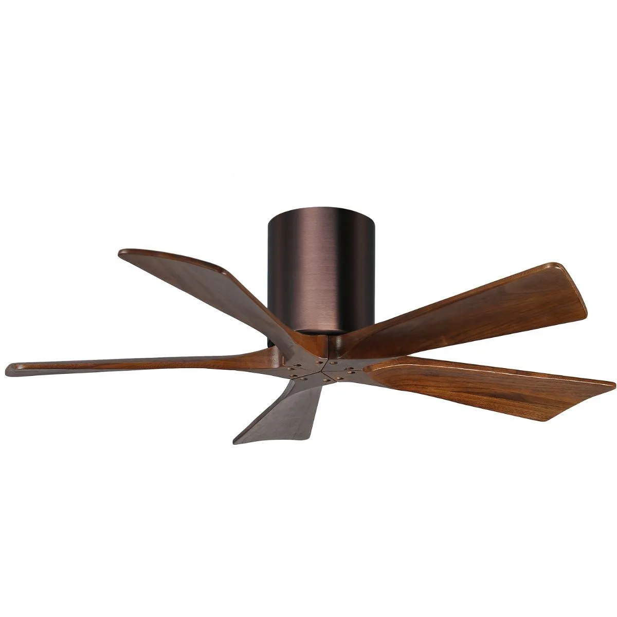 Irene 5-Blade 42 Inch Hugger Ceiling Fan with Remote, Brushed Bronze with Walnut Blades