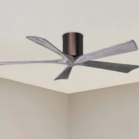 Irene 5-Blade 52 Inch Hugger Ceiling Fan with Remote, Brushed Bronze with Barnwood Blades