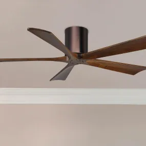 Irene 5-Blade 52 Inch Hugger Ceiling Fan with Remote, Brushed Bronze with Walnut Blades