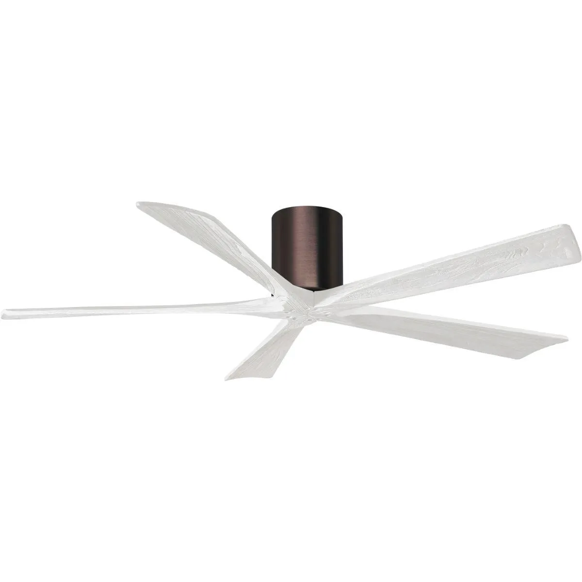 Irene 5-Blade 60 Inch Hugger Ceiling Fan with Remote, Brushed Bronze with Matte White Blades