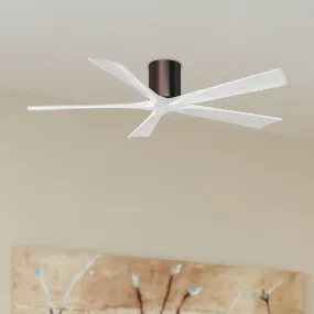 Irene 5-Blade 60 Inch Hugger Ceiling Fan with Remote, Brushed Bronze with Matte White Blades