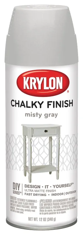 Krylon K04102000 Chalk Spray Paint, Matte, Misty Gray, 12 oz, Can :CAN: QUANTITY: 1