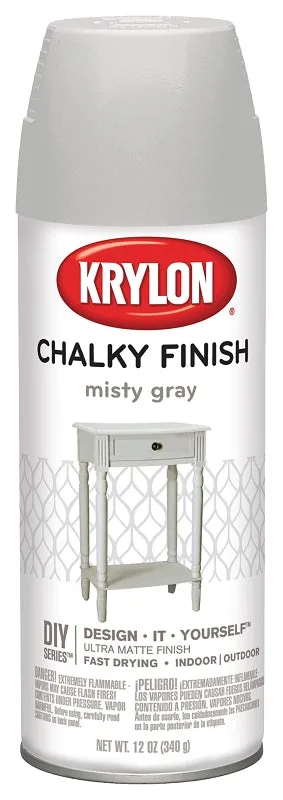 Krylon K04102000 Chalk Spray Paint, Matte, Misty Gray, 12 oz, Can :CAN: QUANTITY: 1
