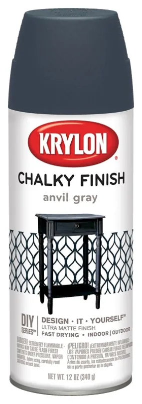 Krylon K04104000 Chalk Spray Paint, Matte, Gray, 12 oz, Can :CAN: QUANTITY: 1