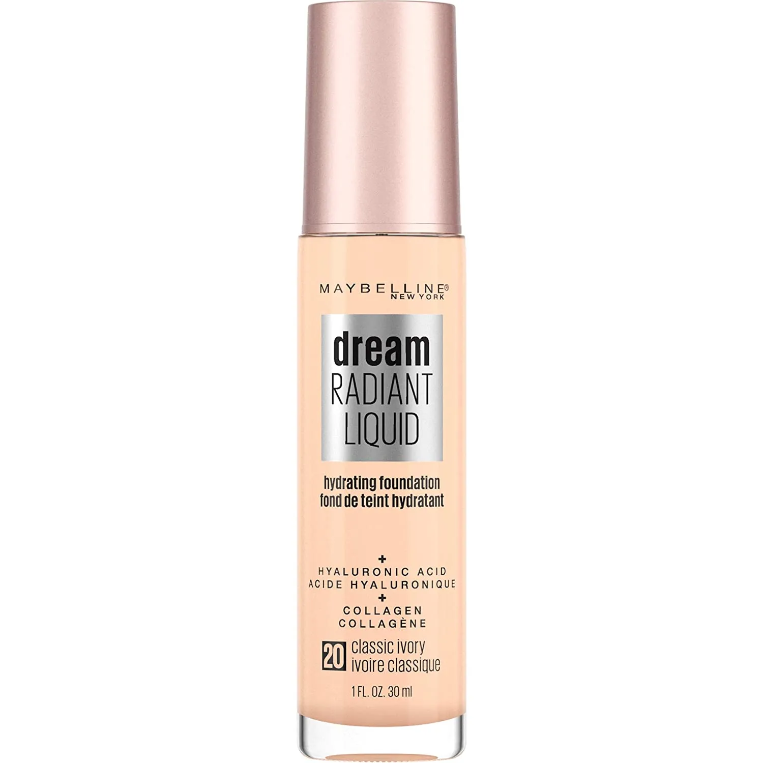 MAYBELLINE - Dream Radiant Liquid Hydrating Foundation Medium Coverage Classic Ivory 20 - 1 fl oz (30 ml)