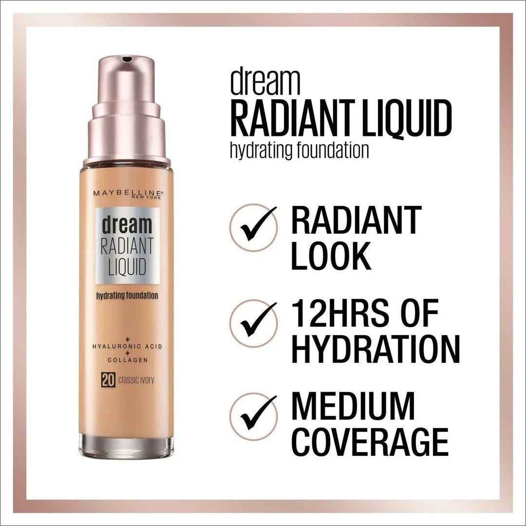 Maybelline Dream Radiant Liquid Hydrating Foundation - Porcelain Ivory 10 30 mL