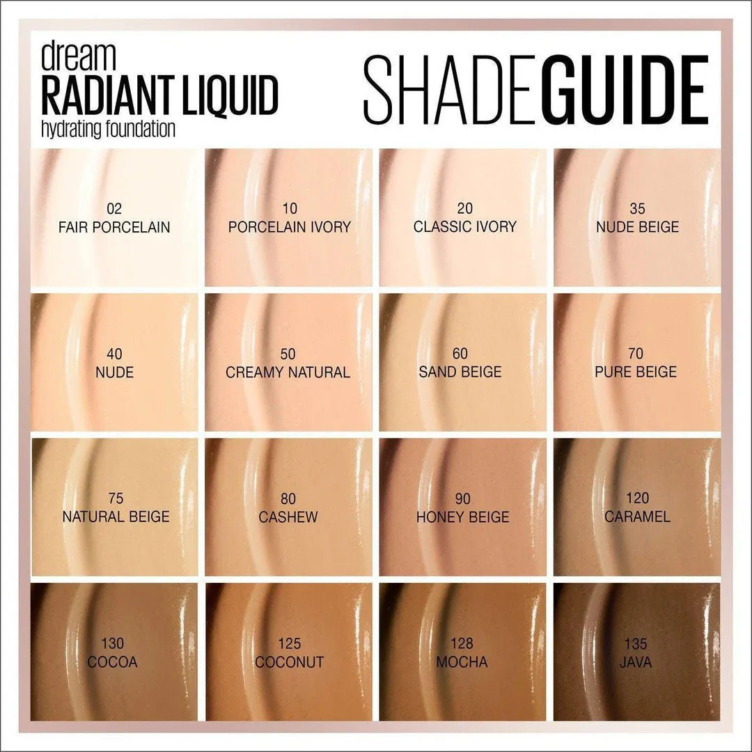 Maybelline Dream Radiant Liquid Hydrating Foundation - Porcelain Ivory 10 30 mL
