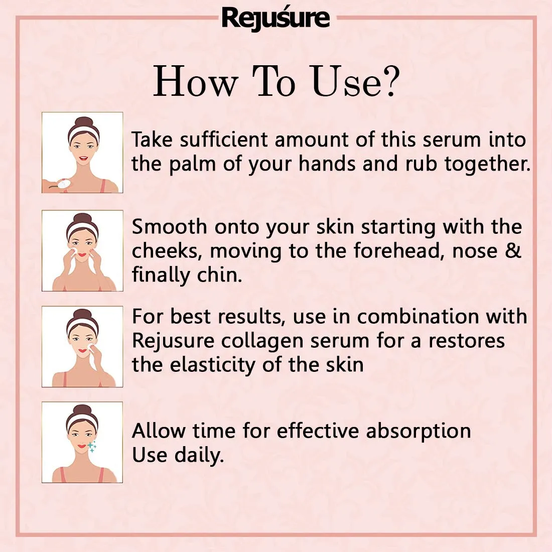 Rejusure Collagen Peptide Face Serum for Enhance Skin Elasticity, Anti Wrinkles, Antiaging, Improves Skin Texture, Deep Moisturization of Skin - 30ml (Pack of 2)