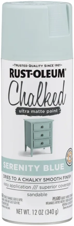 Rust-Oleum 302595 Chalk Spray Paint, Ultra Matte, Serenity Blue, 12 oz, Can :CAN: QUANTITY: 1