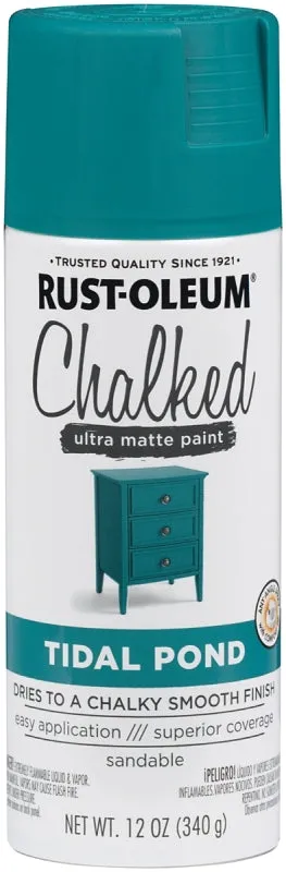 Rust-Oleum 302597 Chalk Spray Paint, Ultra Matte, Tidal Pond, 12 oz, Can :CAN: QUANTITY: 1