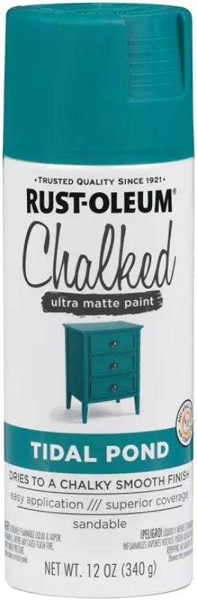 Rust-Oleum 302597 Chalk Spray Paint, Ultra Matte, Tidal Pond, 12 oz, Can :CAN: QUANTITY: 1