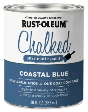 Rust-Oleum 329207 Chalk Spray Paint, Ultra Matte Chalky, Coastal Blue, 30 oz, Can :QUART: QUANTITY: 2