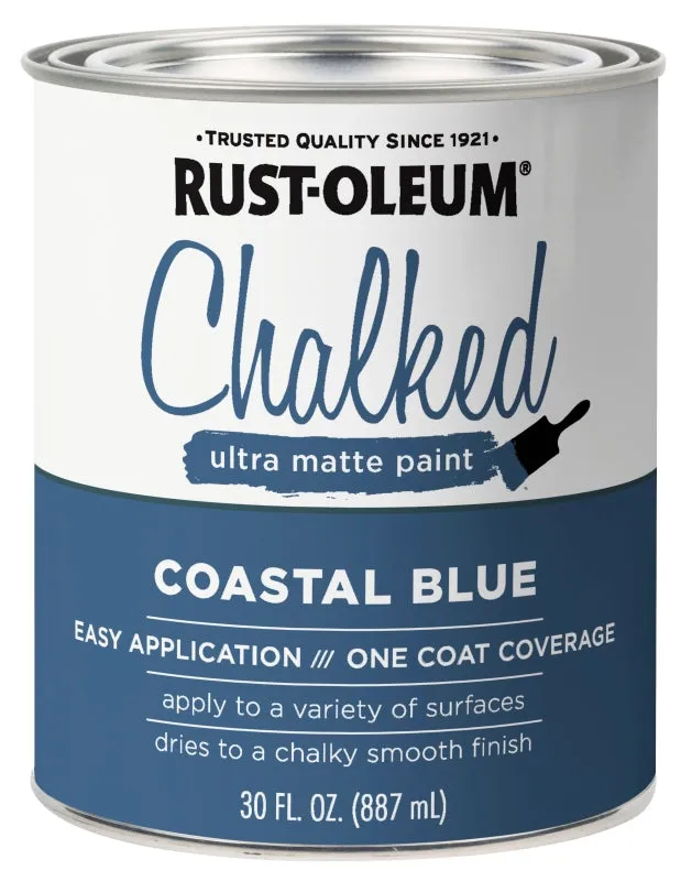 Rust-Oleum 329207 Chalk Spray Paint, Ultra Matte Chalky, Coastal Blue, 30 oz, Can :QUART: QUANTITY: 2