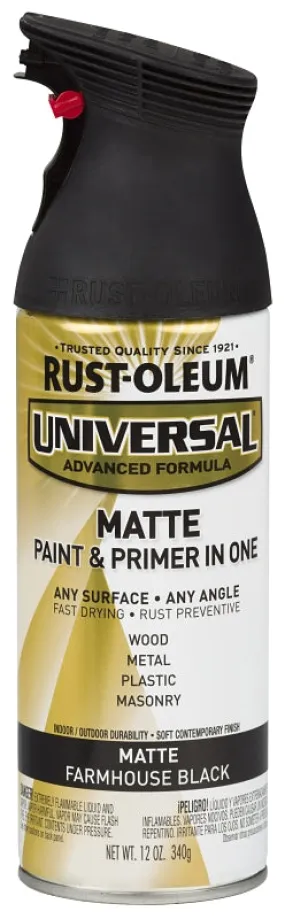 Rust-Oleum 330505 Spray Paint, Flat, Farmhouse Black, 12 oz, Can :CAN: QUANTITY: 1