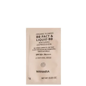 Whamisa Organic Flowers BB Pact/Liquid BB SPF50 23 Natural Beige 1g SAMPLE