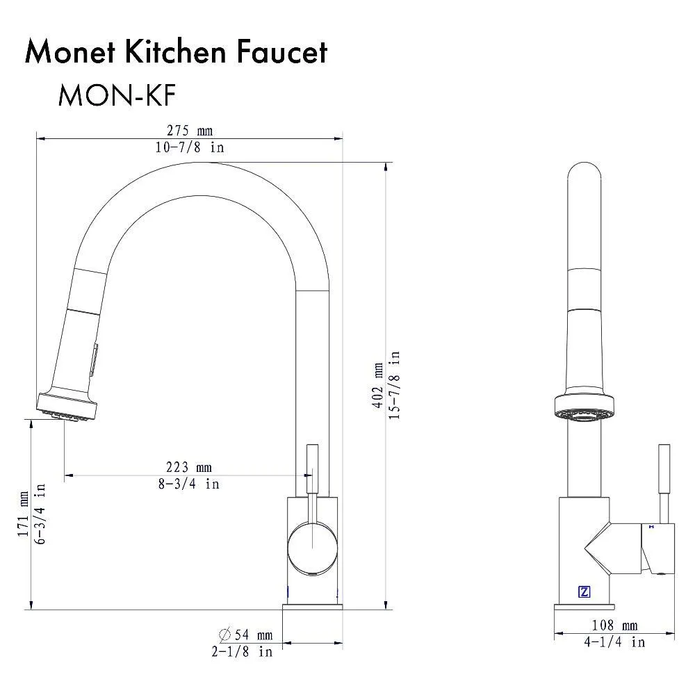 ZLINE Monet Pull Down Single Handle Kitchen Faucet in Matte Black (MON-KF-MB)